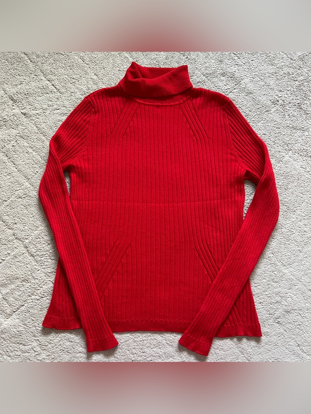 St. John Wool Turtleneck Sweater Ribbed Preppy Old Money Timeless Capsule Sz L